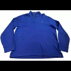 Polo Ralph Lauren Mens Size LARGE  Estate Rib Navy Blue 1/4 Zip Sweater Pullover